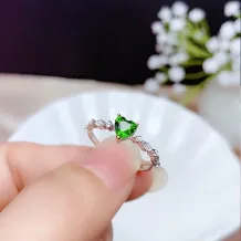 S925 Dual-Tone Gold Ring Setting - 5x5mm Heart-Shaped Gemstone Mounting