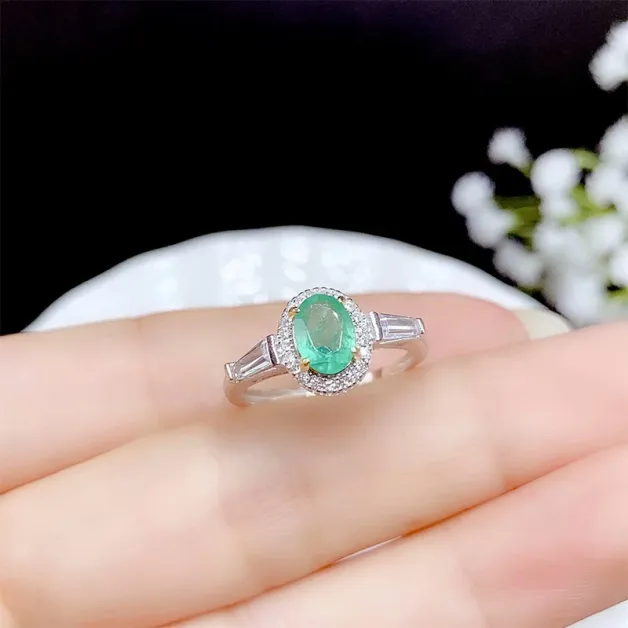 S925 Dual-Tone Gold Ring Setting - 5x7/6x8mm Oval Ruby/Sapphire/Emerald Mounting
