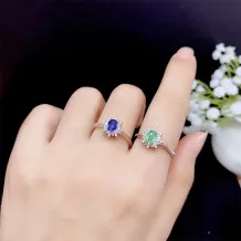 S925 Dual-Tone Gold Ring Setting for 4x5mm Oval Ruby/Sapphire/Emerald