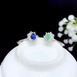 S925 Dual-Tone Gold Ring Setting for 4x5mm Oval Ruby/Sapphire/Emerald