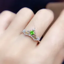 S925 Dual-Tone Gold Ring Setting - Openwork Auspicious Cloud Design for 3x3/4x4mm Aquamarine