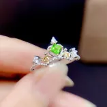 S925 Dual-Tone Gold Ring Setting - Openwork Auspicious Cloud Design for 3x3/4x4mm Aquamarine