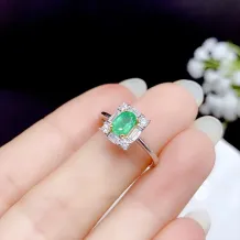 S925 Dual-Tone Gold Ring Setting - T-Baguette Zircons for 4x6mm Emerald