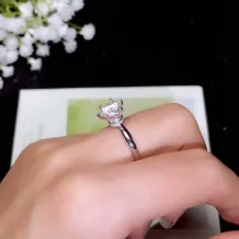 S925 Gold-Plated 6-Prong Ring Settings for 6.5x6.5 (1ct) &amp; 8x8mm (2ct) Round Moissanite