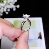 S925 Gold-Plated 6-Prong Ring Settings for 6.5x6.5 (1ct) & 8x8mm (2ct) Round Moissanite