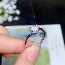 S925 Gold-Plated Classic 6-Prong Ring Settings for 6.5/8/9mm Round Colored Gemstones