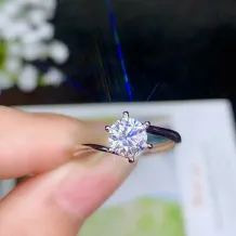 S925 Gold-Plated Classic 6-Prong Ring Settings for 6.5/8/9mm Round Colored Gemstones