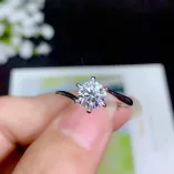 S925 Gold-Plated Classic 6-Prong Ring Settings for 6.5/8/9mm Round Colored Gemstones