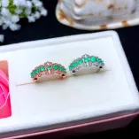 S925 Gold-Plated Crown-Style Halo Ring Setting for Six 3x3mm Round Colored Gemstones