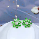S925 Gold-Plated Floral Jewelry Set (Pendant & Ring) with 17 3x4mm Oval Stones Unset