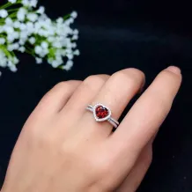 S925 Gold-Plated Full Pavé Heart Ring Setting for 6x6mm Colored Gemstones