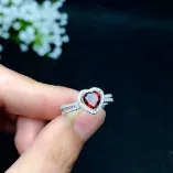 S925 Gold-Plated Full Pavé Heart Ring Setting for 6x6mm Colored Gemstones