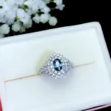 S925 Gold-Plated Full Pavé Ring Setting for 5x7mm Oval Jade & Colored Gemstones