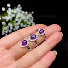 S925 Gold Plated Heart Shaped Ring Setting For 5x7mm Colored Gemstones Unset