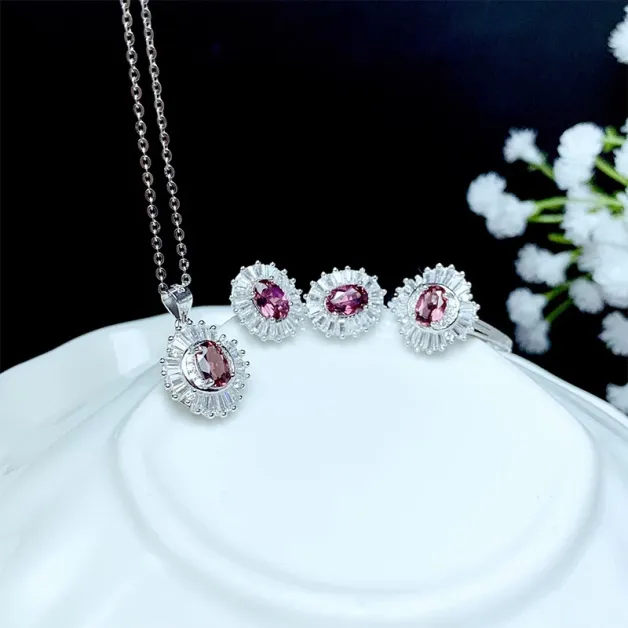 S925 Gold Plated Jewelry Settings Set - Ring/Pendant/Earrings for 4x6-5x7mm Oval Emerald