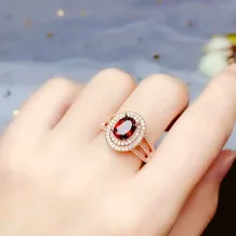 S925 Gold-Plated Luxury Diamond-Accented Ring Setting for 6x8mm Oval Jade/Colored Gemstones