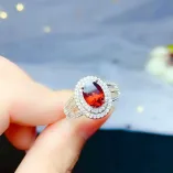 S925 Gold-Plated Luxury Diamond-Accented Ring Setting for 6x8mm Oval Jade/Colored Gemstones