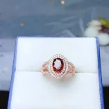 S925 Gold-Plated Luxury Diamond-Accented Ring Setting for 6x8mm Oval Jade/Colored Gemstones