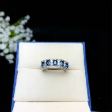 S925 Gold-Plated Luxury Eternity Band Setting For 5 3x4mm Colored Gemstones