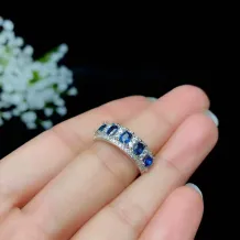 S925 Gold-Plated Luxury Eternity Band Setting For 5 3x4mm Colored Gemstones