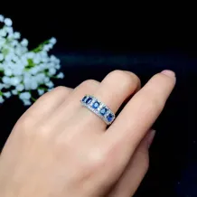 S925 Gold-Plated Luxury Eternity Band Setting For 5 3x4mm Colored Gemstones