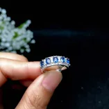 S925 Gold-Plated Luxury Eternity Band Setting For 5 3x4mm Colored Gemstones