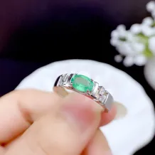 S925 Gold Plated Men's Ring Setting - 5x7mm Oval Ruby/Emerald Mounting, Hollow Design