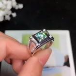 S925 Gold-Plated Men's Ring Setting for 6.5x6.5mm (1ct) Round Moissanite DIY