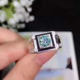 S925 Gold-Plated Men's Ring Setting for 6.5x6.5mm (1ct) Round Moissanite DIY