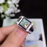 S925 Gold-Plated Men's Ring Setting for 6.5x6.5mm (1ct) Round Moissanite DIY