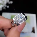 S925 Gold-Plated Men's Ring Setting for 9x9mm (3ct) Round Faceted Colored Moissanite