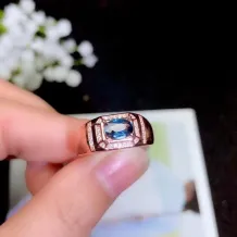 S925 Gold-Plated Men's Ring Settings for 5x7 6x8 7x9mm Oval Jade &amp; Colored Gemstones