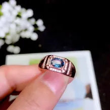 S925 Gold-Plated Men's Ring Settings for 5x7 6x8 7x9mm Oval Jade &amp; Colored Gemstones