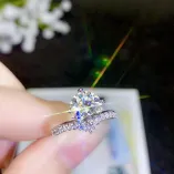 S925 Gold-Plated Moissanite Ring Setting for 2ct Round - Fashionable Unset Mount