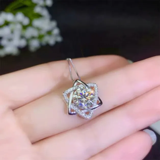 S925 Gold-Plated Pendant Setting for 8mm (2ct) Round Moissanite (Unset)