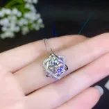 S925 Gold-Plated Pendant Setting for 8mm (2ct) Round Moissanite (Unset)