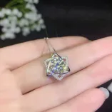 S925 Gold-Plated Pendant Setting for 8mm (2ct) Round Moissanite (Unset)