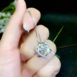 S925 Gold-Plated Pendant Setting for 8mm (2ct) Round Moissanite (Unset)