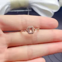 S925 Gold Plated Rectangle Ring Setting for 3x5mm Gemstones