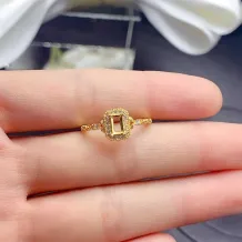 S925 Gold Plated Rectangle Ring Setting for 3x5mm Gemstones