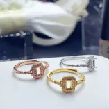 S925 Gold Plated Rectangle Ring Setting for 3x5mm Gemstones