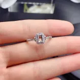 S925 Gold Plated Rectangle Ring Setting for 3x5mm Gemstones