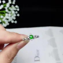 S925 Gold-Plated Ring Setting for 4x4mm Round Jade &amp; Colored Gemstones