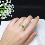 S925 Gold-Plated Ring Setting for 4x4mm Round Jade & Colored Gemstones