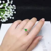 S925 Gold-Plated Ring Setting for 4x4mm Round Jade &amp; Colored Gemstones