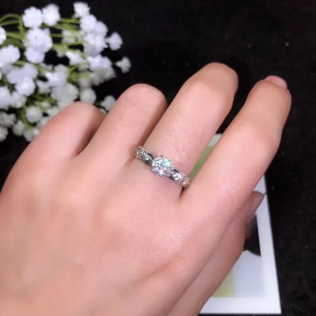 S925 Gold-Plated Ring Setting for 5x5mm Round 0.5ct Moissanite