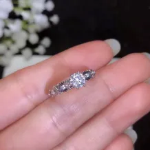 S925 Gold-Plated Ring Setting for 5x5mm Round 0.5ct Moissanite