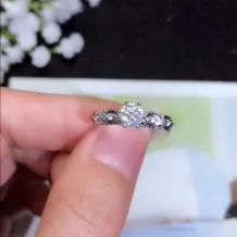 S925 Gold-Plated Ring Setting for 5x5mm Round 0.5ct Moissanite