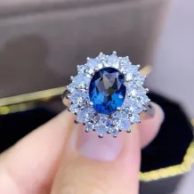 S925 Gold Plated Ring Setting - Marquise Diamond Halo 7x9mm Oval Ruby/Sapphire Mounting