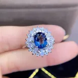 S925 Gold Plated Ring Setting - Marquise Diamond Halo 7x9mm Oval Ruby/Sapphire Mounting